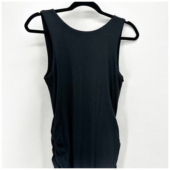 Athleta Comeback Tank Midi Dress Size S Black Bodycon Ruched Preppy Comfort NWT - Picture 3 of 11
